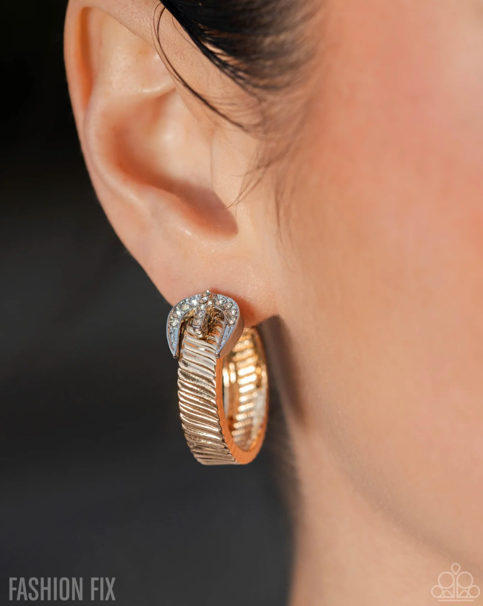 Paparazzi “Assured Accent” Gold Hoop Earrings - Paparazzi Accessories