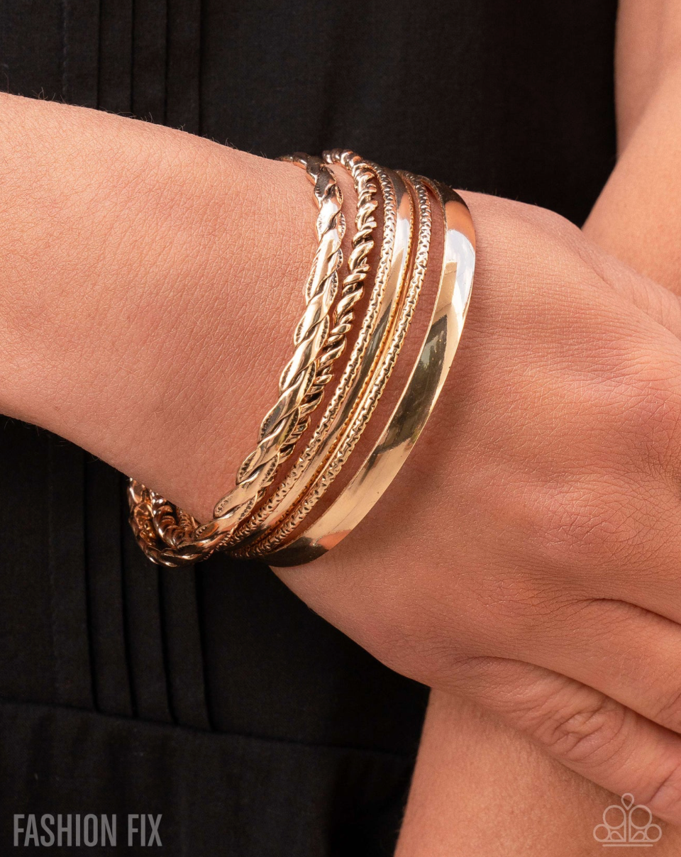 Paparazzi “Smitten Southern” Gold Bangle Bracelet Set - Paparazzi Accessories