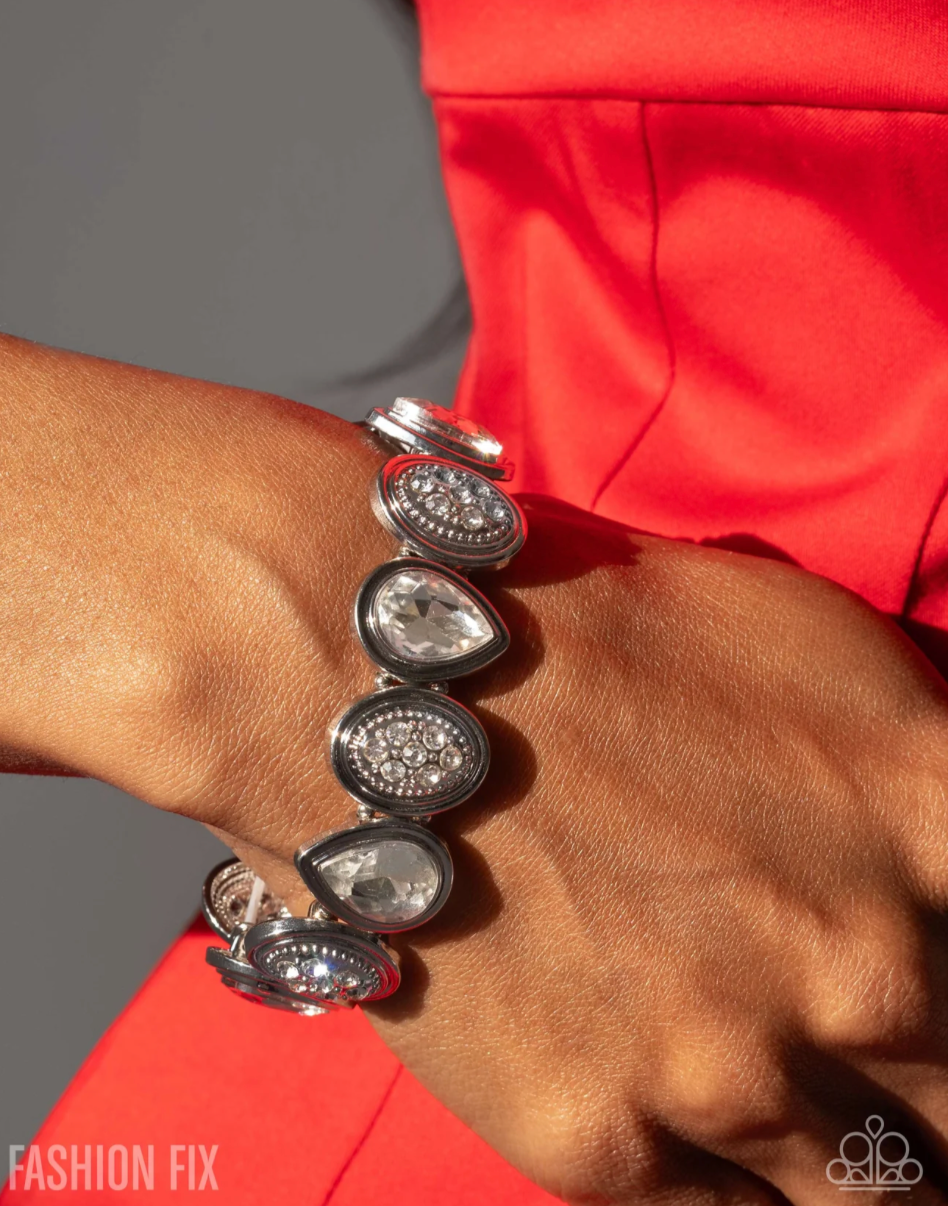 Paparazzi “Mesmerizing Memoir” White Stretch Bracelet - Paparazzi Accessories