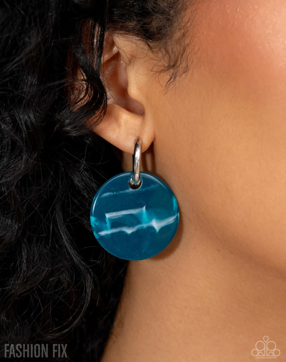 Paparazzi “Spirited Show Blue Hinge Hoop Earrings - Paparazzi Accessories