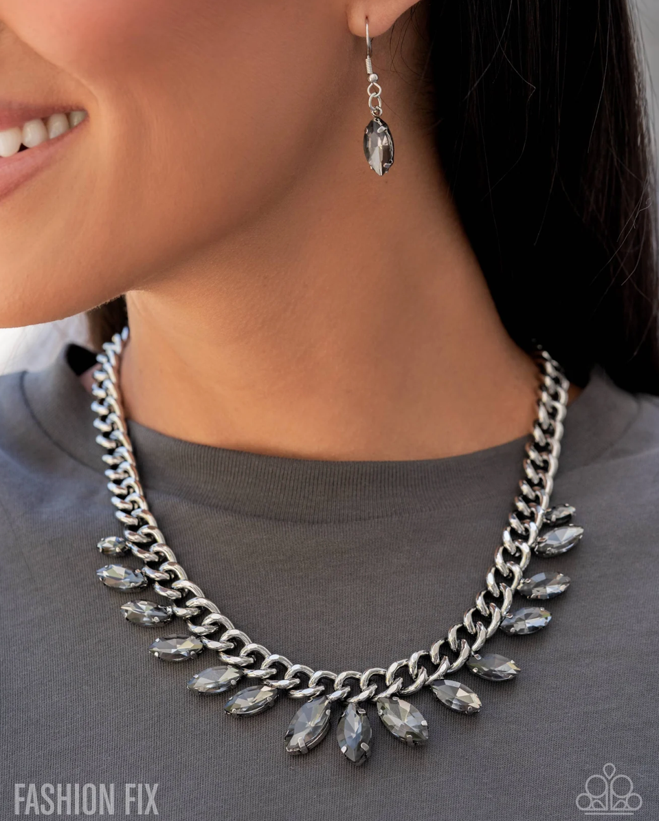 Paparazzi “Elegant Exception” Silver Necklace Earring Set - Paparazzi Accessories