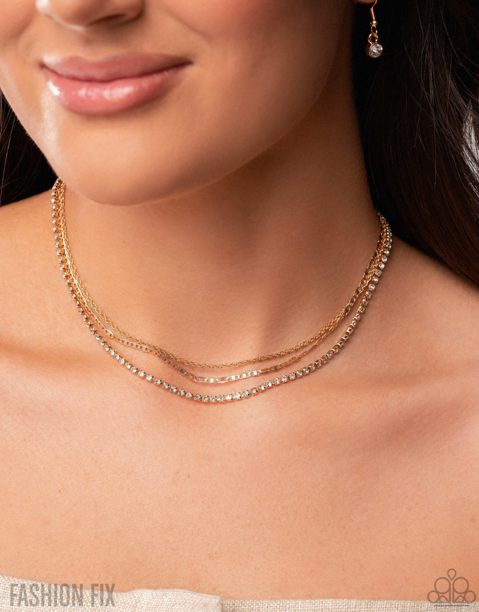 Paparazzi “Matching Moment” Gold Necklace Earring Set - Paparazzi Accessories
