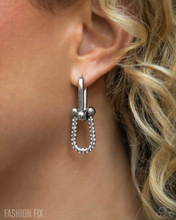 Load image into Gallery viewer, Paparazzi “Heightened Haute” White Hinge Hoop Earrings - Paparazzi Accessories
