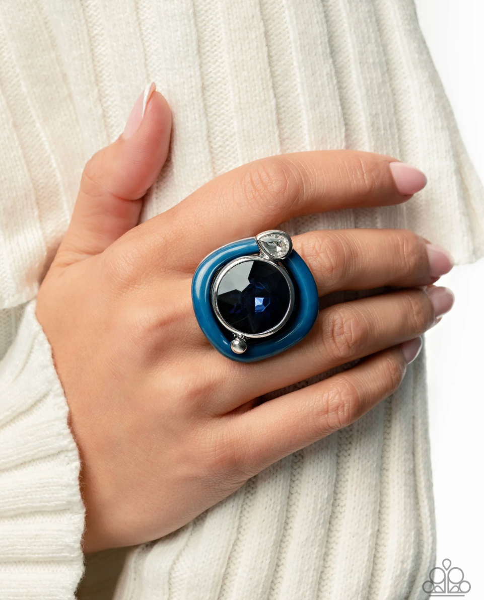 Paparazzi “Colorful Caliber” Blue Stretch Ring - Paparazzi Accessories