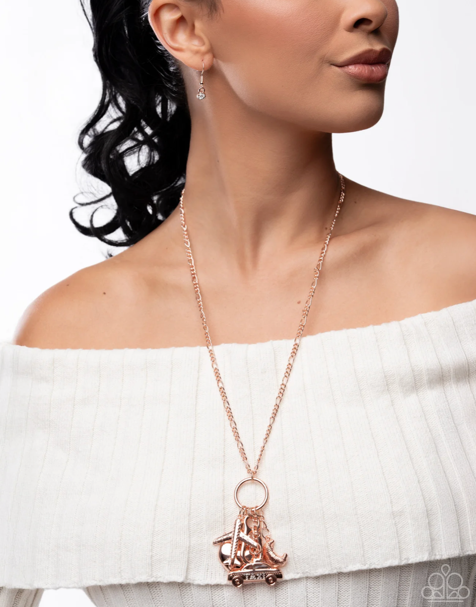 Paparazzi “Word Tour” Rose Gold Lanyard Earring Set - Paparazzi Accessories