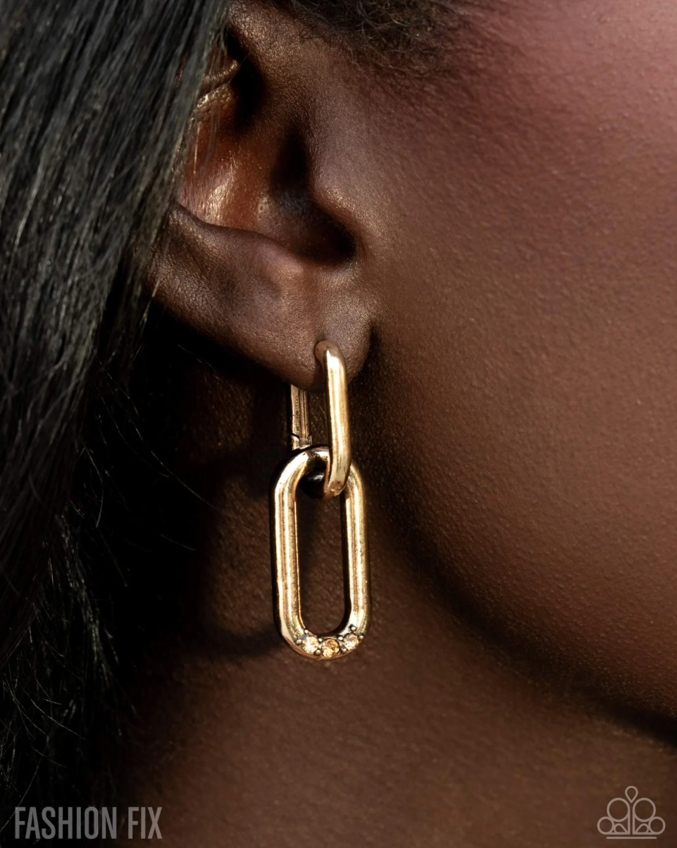 Paparazzi “Lavish Links” Gold Hinge Hoop Earrings - Paparazzi Accessories