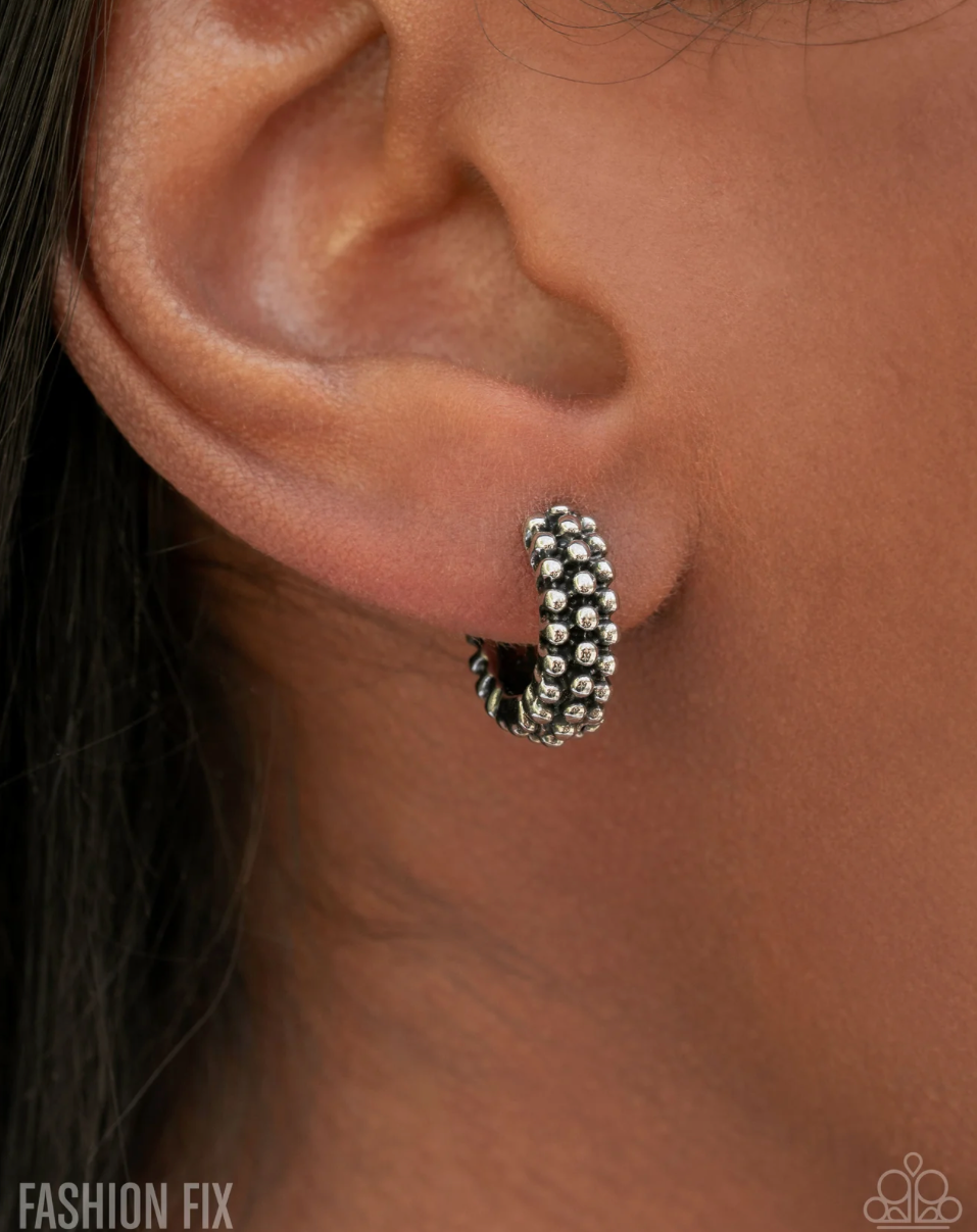 Paparazzi “Classic Character” Silver hinge hoop earrings - Paparazzi Accessories