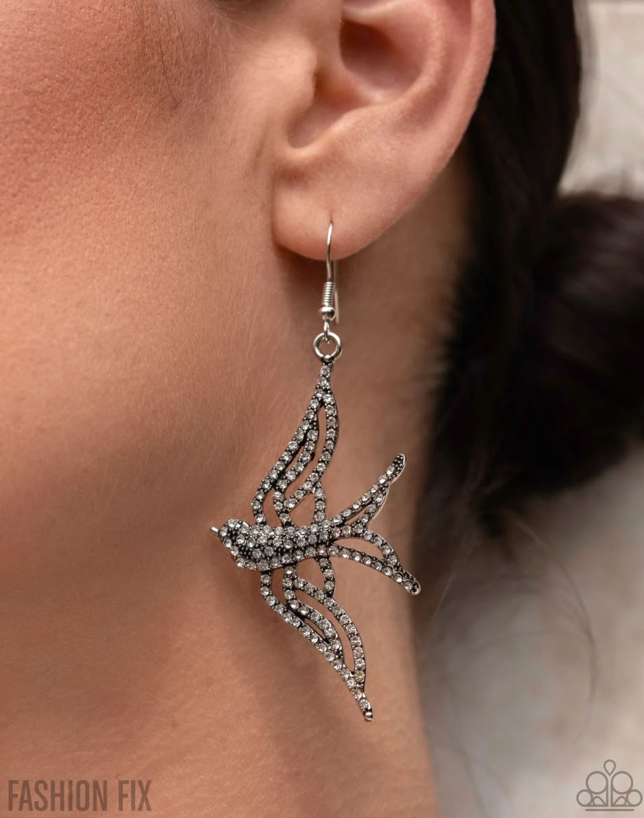 Paparazzi “Show Me The World” White Dangle Earrings - Paparazzi Accessories