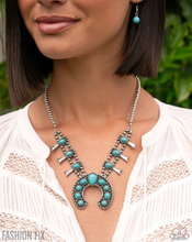 Load image into Gallery viewer, Paparazzi “Rustic Route” Blue Necklace Earring Set - Paparazzi Accessories
