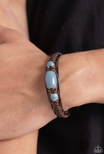 Load image into Gallery viewer, Paparazzi “SOJOURN On” Blue Bead Brown Cording Adjustable Bracelet - Paparazzi Accessories
