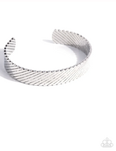 Load image into Gallery viewer, Paparazzi “Thunder Trek” Silver Cuff Urban Bracelet - Paparazzi Accessories
