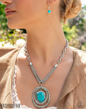 Load image into Gallery viewer, Paparazzi "Valiant Voyage" Blue Necklace Earring Set - Paparazzi Accessories
