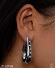 Load image into Gallery viewer, Paparazzi “Skilled Shimmer” White Hoop Earrings - Paparazzi Accessories
