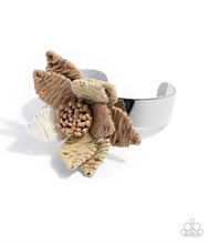 Load image into Gallery viewer, Paparazzi “Petal Promotion” Brown Raffia Flower Cuff Bracelet - Paparazzi Accessories
