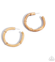 Load image into Gallery viewer, Paparazzi “Bamboo Bravado” Brown Wooden Hoop Earrings - Paparazzi Accessories
