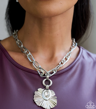 Load image into Gallery viewer, Paparazzi “Elaborate Earning” White Necklace Earring Set - Paparazzi Accessories
