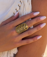 Load image into Gallery viewer, Paparazzi “Out in the Garden” Brass Stretch Ring - Paparazzi Accessories
