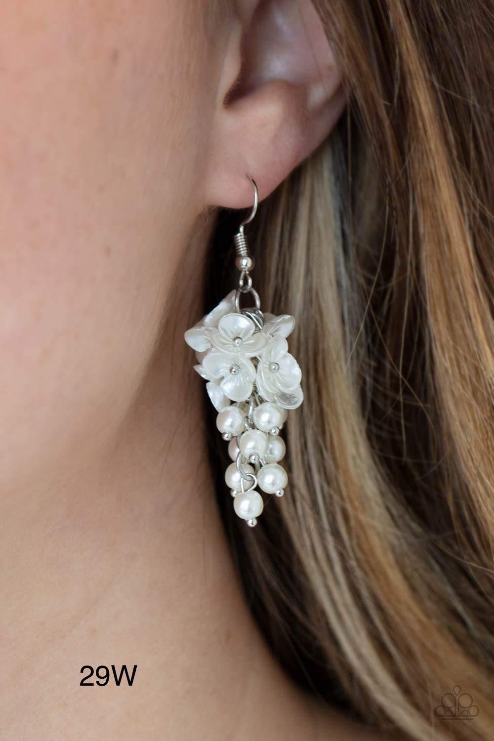 Paparazzi “Bountiful Bouquets” White Dangle Earrings
