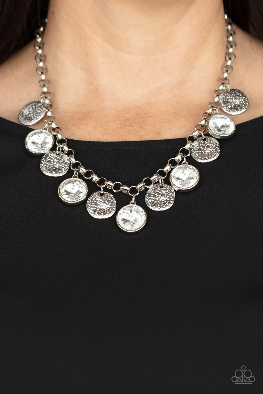 Paparazzi “Spot On Sparkle” White Necklace Earring Set