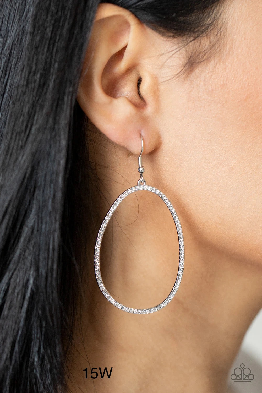 Paparazzi “OVAL-ruled!” White Dangle Earrings - CindysBlingBoutique
