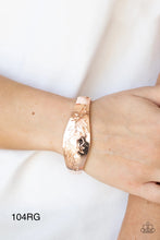 Load image into Gallery viewer, Paparazzi “Fond of Florals” Rose Gold Hinged Bracelet
