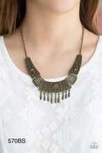 Load image into Gallery viewer, Paparazzi “STEER It Up” - Brass Necklace Earring
