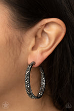 Load image into Gallery viewer, Paparazzi “GLITZY By Association” Black Hoop Earrings
