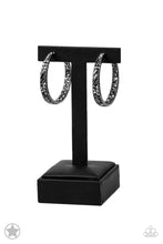 Load image into Gallery viewer, Paparazzi “GLITZY By Association” Black Hoop Earrings
