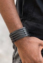 Load image into Gallery viewer, Paparazzi “The Starting Lineup” - Black Urban Leather Bracelet
