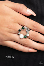 Load image into Gallery viewer, Paparazzi “Butterfly Bustle” Green Stretch Ring - Cindysblingboutique
