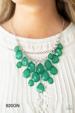 Load image into Gallery viewer, Paparazzi “Front Row Flamboyance” Green Necklace Earring Set - Cindysblingboutique
