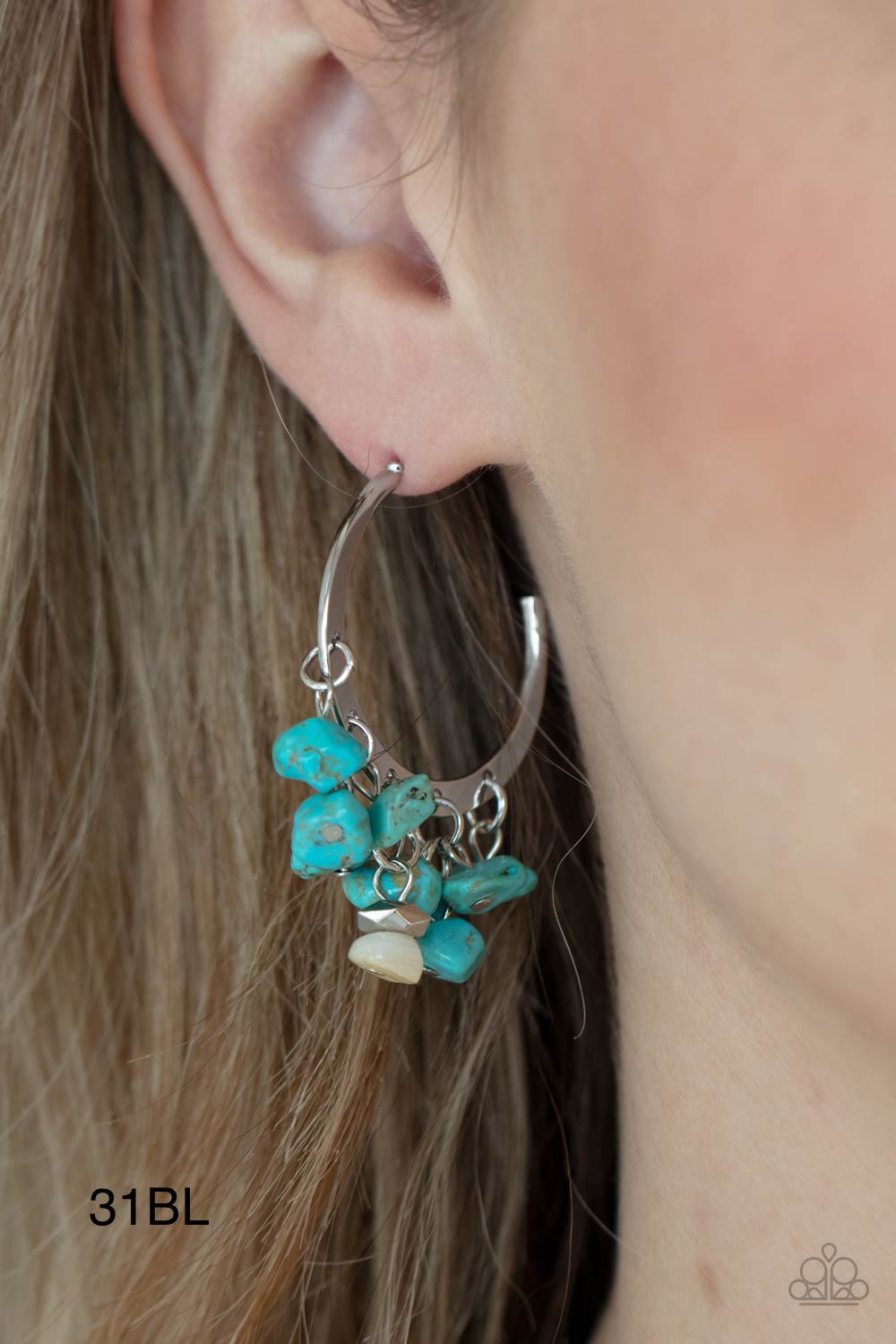 Paparazzi “Gorgeously Grounding” Blue Hoop Earrings