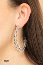 Load image into Gallery viewer, Paparazzi “In The Clear” White Hoop Earrings - Cindysblingboitique
