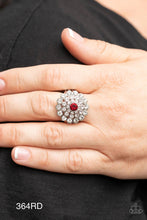 Load image into Gallery viewer, Paparazzi “Effervescent Crescendo” Red Stretch Ring - Cindysblingboutique
