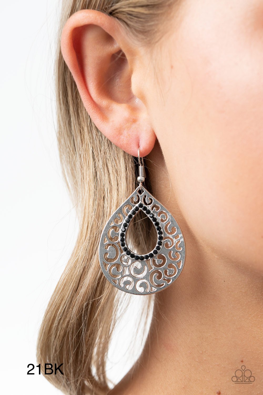 Paparazzi “Airy Applique” Black Dangle Earrings