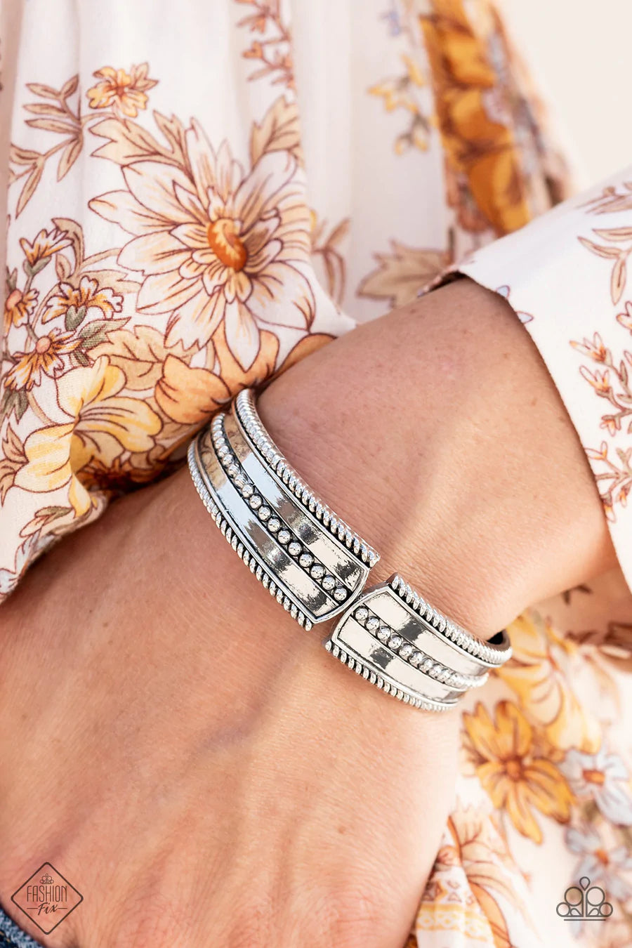 Paparazzi “Tributary Treasure” Silver - Hinged Bracelet