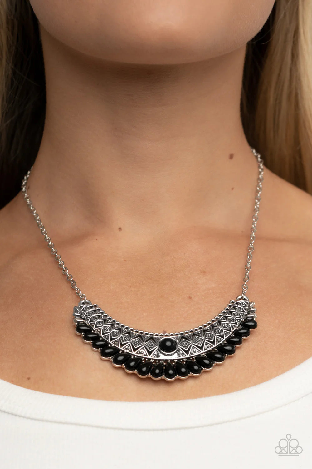 Paparazzi “Abundantly Aztec” Black Necklace Earring Set - Cindysblingboutique