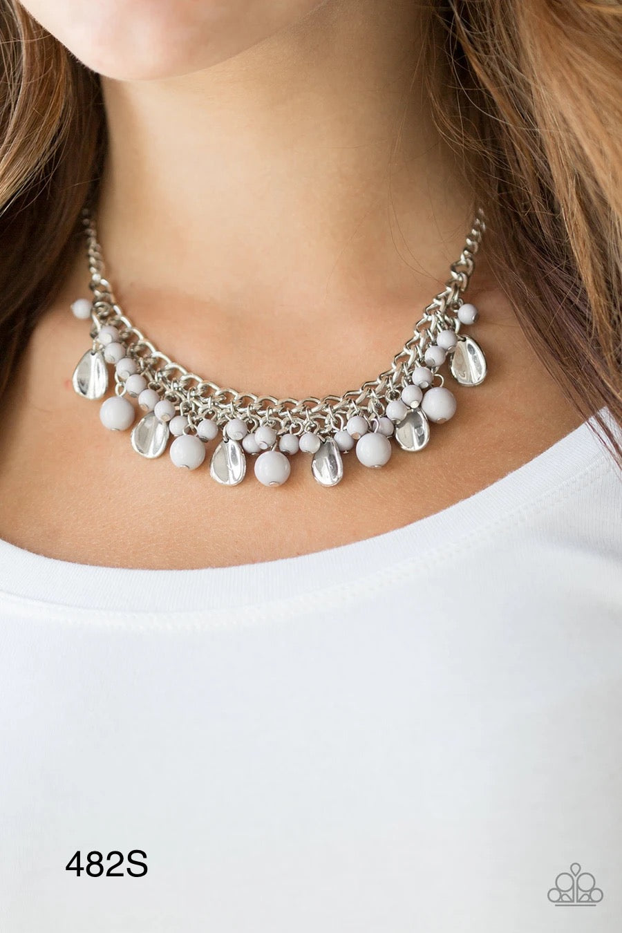 Paparazzi “Summer Showdown” - Silver Necklace Earring Set