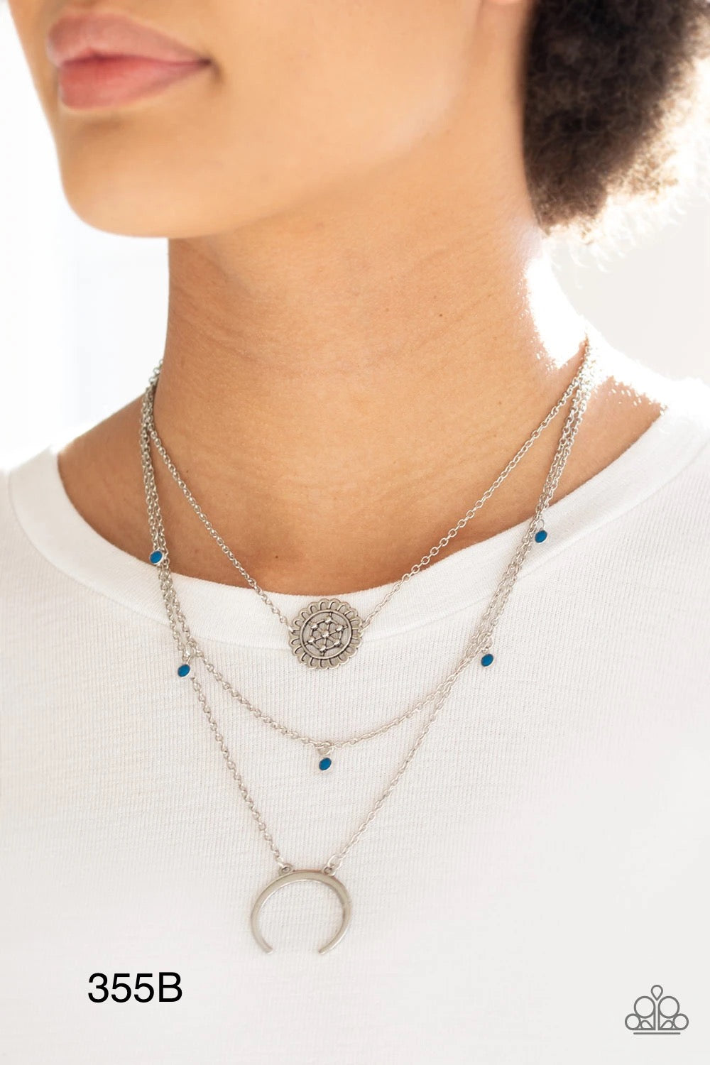 Paparazzi “Lunar Lotus” Blue Necklace Earring Set - Cindys Bling Boutique