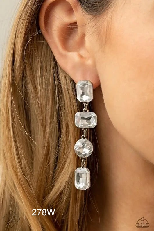 Paparazzi “Cosmic Heiress” White Post Earrings