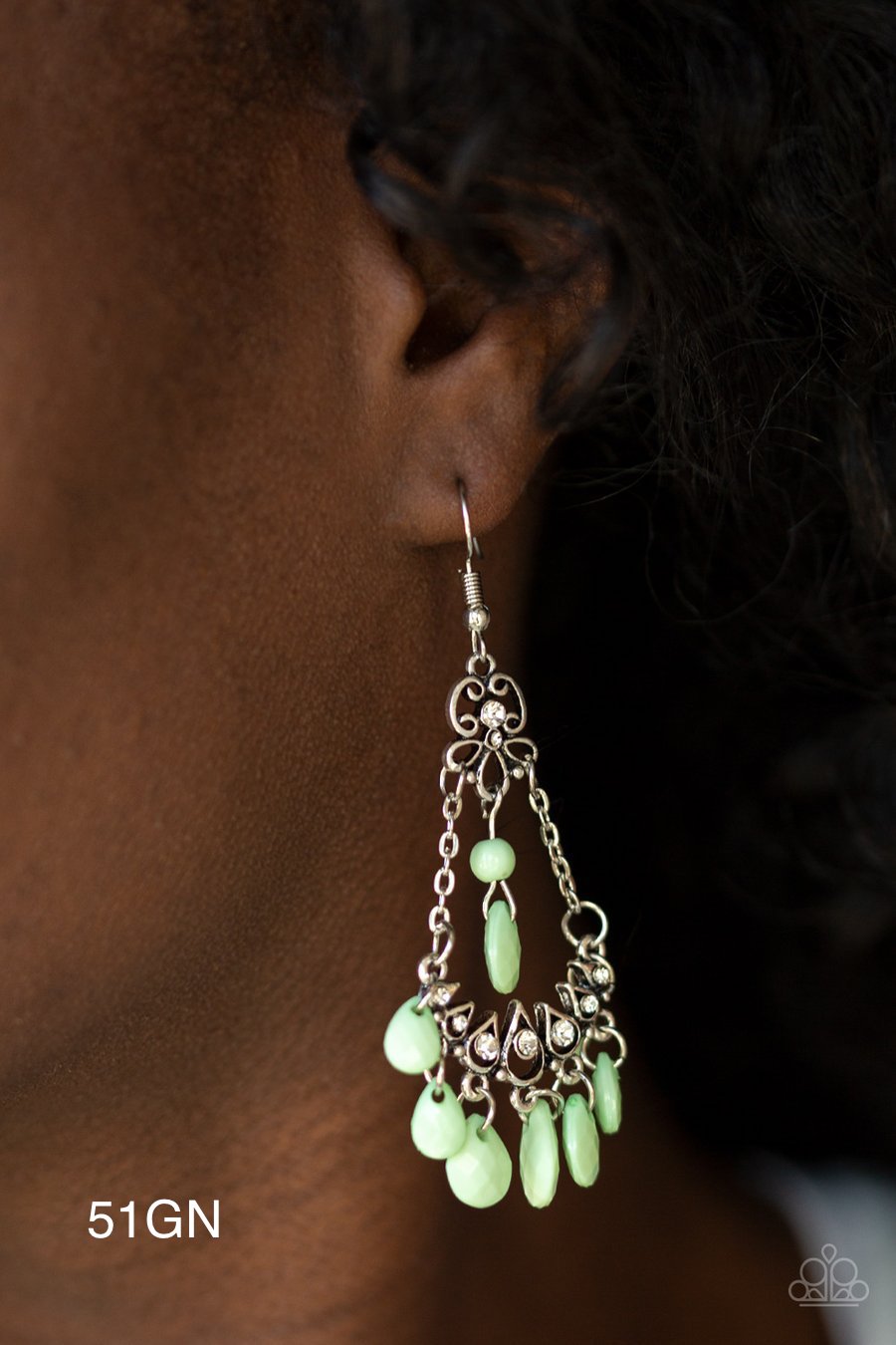 Paparazzi “Malibu Sunset” Green Dangle Earrings