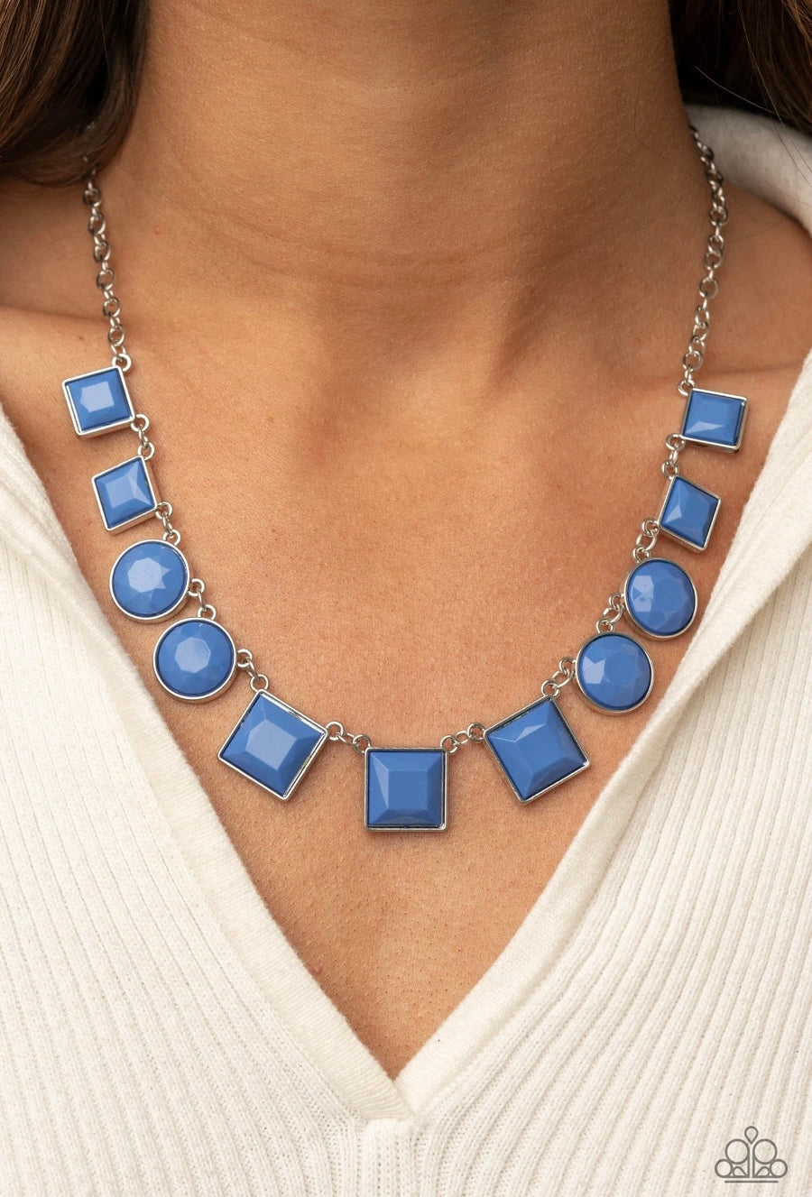 Paparazzi “Tic Tac TREND” Blue Necklace Earring Set