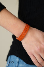 Load image into Gallery viewer, Paparazzi “Rural Equinox” Orange Leather Snap Bracelet - Cindyblingboutique
