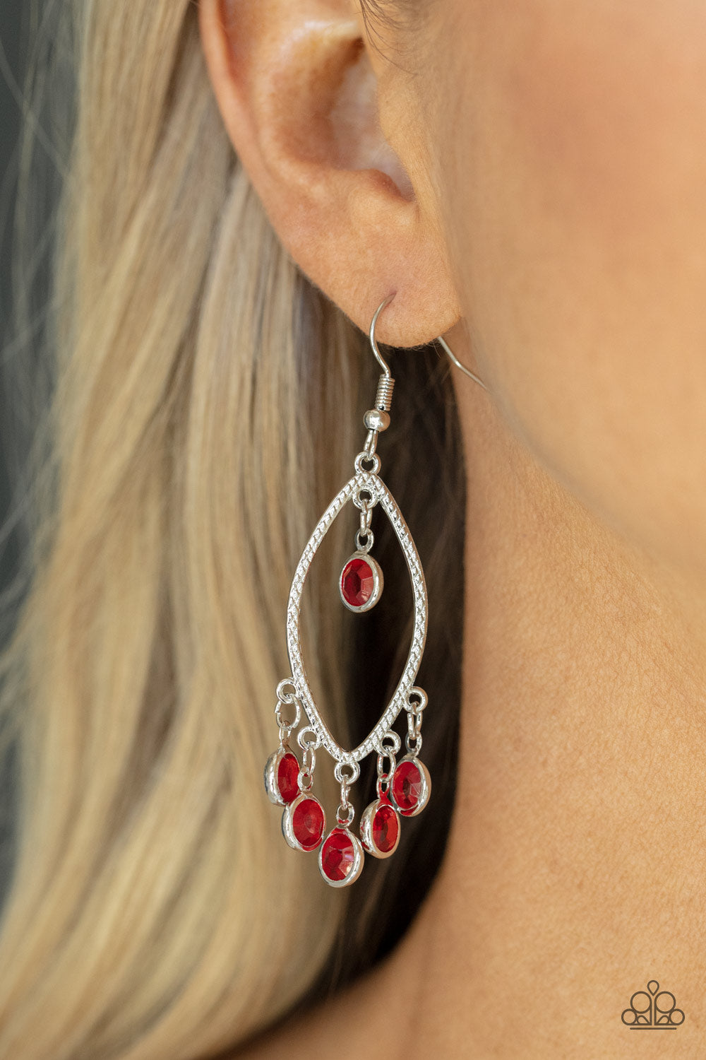 Paparazzi” Glassy Grotto” Red Dangle Earrings