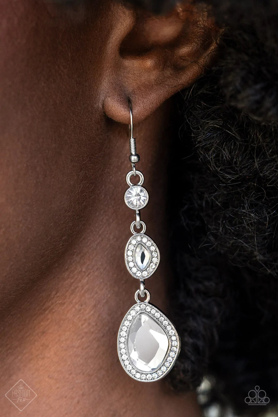 Paparazzi “Dripping Self-Confidence” White Dangle Earrings