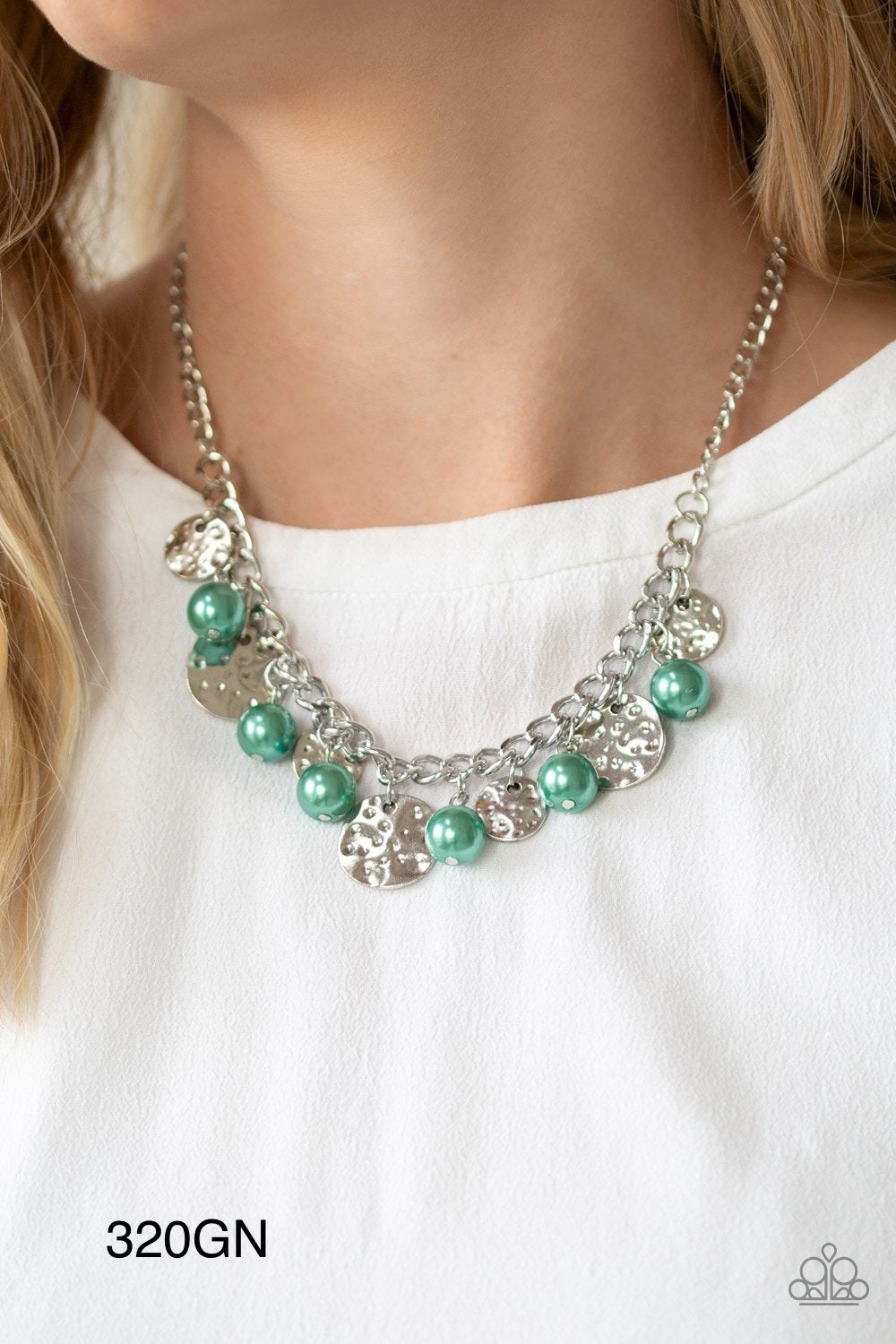 Paparazzi “Vintage Vault” Seaside Sophistication” Green Necklace Earring Set - Cindys Bling Boutique
