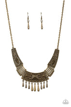 Load image into Gallery viewer, Paparazzi “STEER It Up” - Brass Necklace Earring
