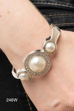 Load image into Gallery viewer, Paparazzi “Debutante Daydream&quot; White Hinged Bracelet - Cindysblingboutique
