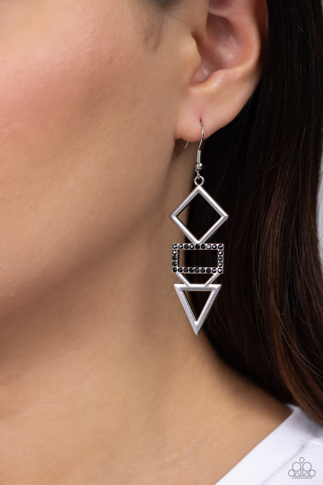 Paparazzi “Glamorously Geometric” Black Dangle Earrings