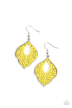 Load image into Gallery viewer, Paparazzi “Thessaly Terrace” Yellow Dangle Earrings - Cindysblingboutique
